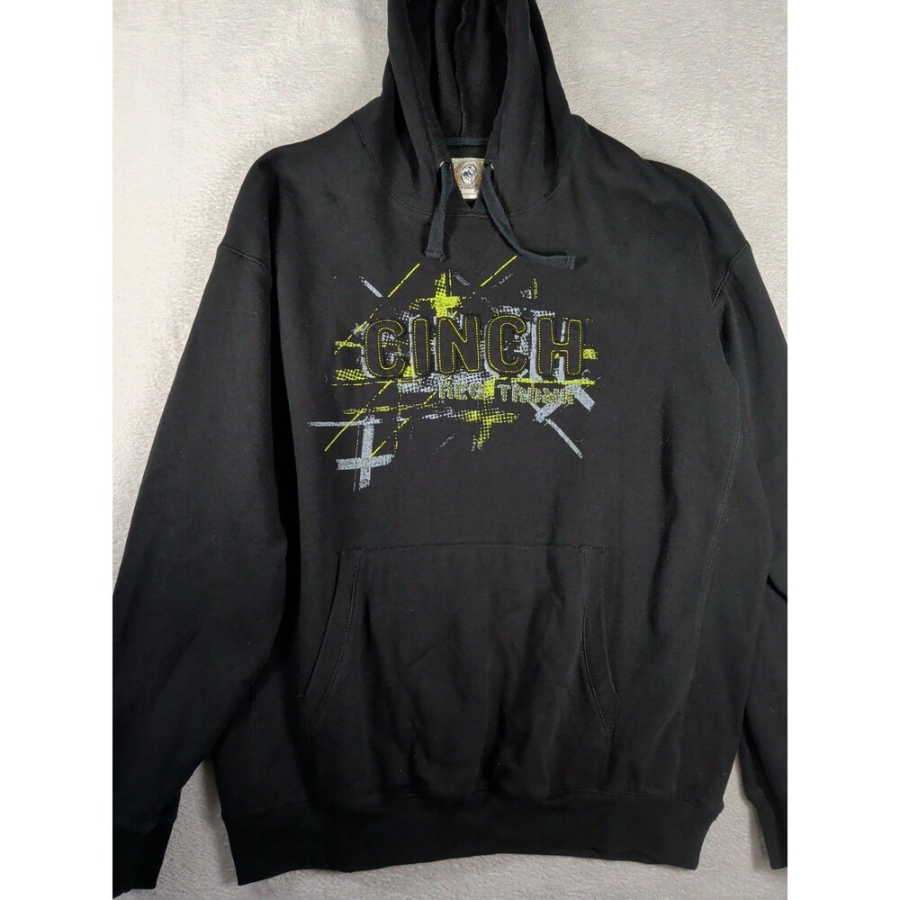 Cinch Hoodie Sweatshirt Men's 2XL Black Brand Logo Pullover Western Outdoors